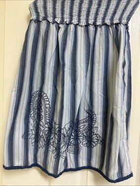 Blue Striped Smocked-Cover up